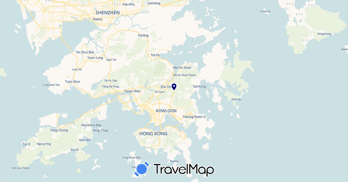 TravelMap itinerary: driving in Hong Kong (Asia)